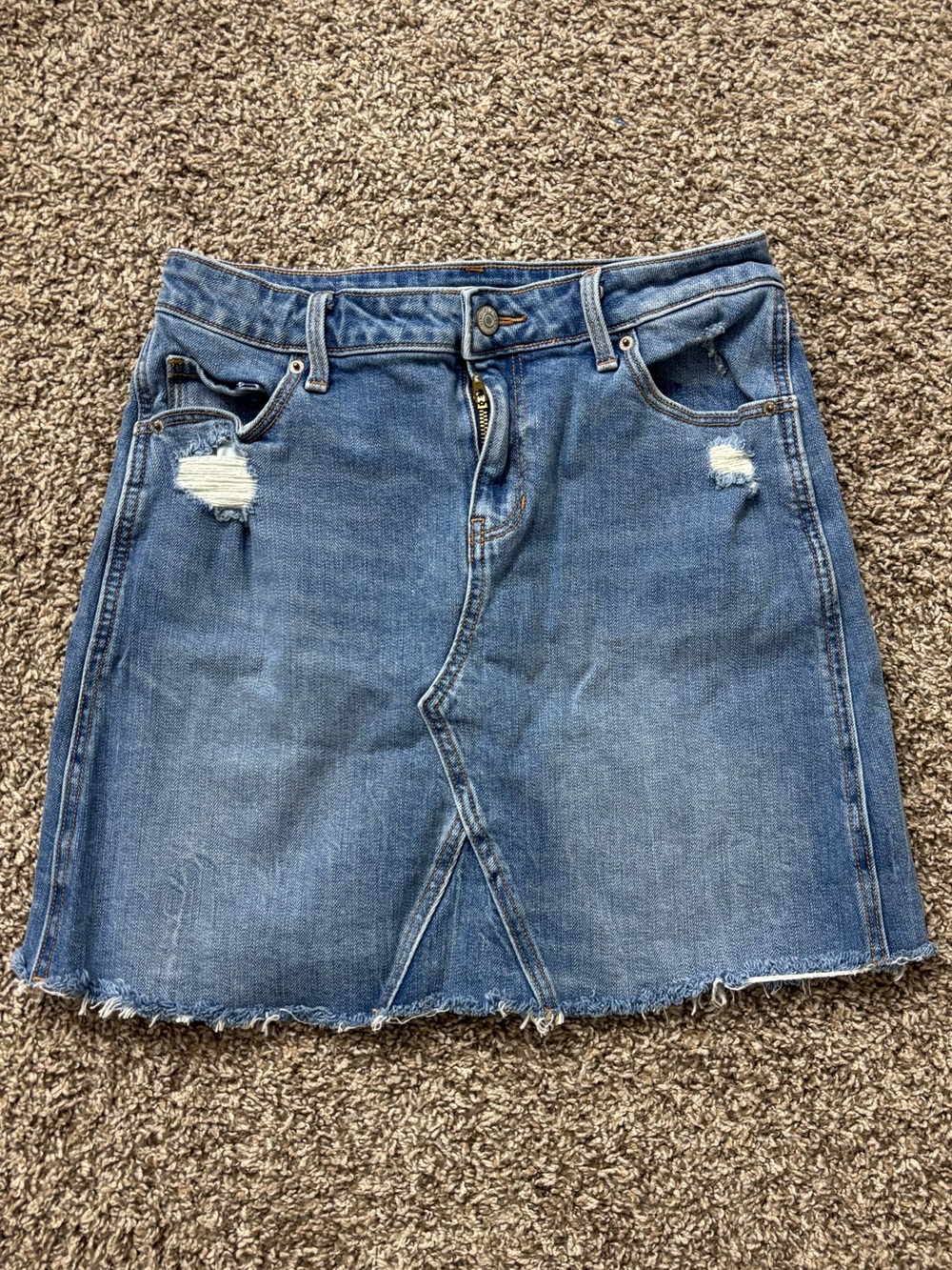 Old Navy Blue Distressed Classic Denim Mini Skirt Casual Woman Size 6